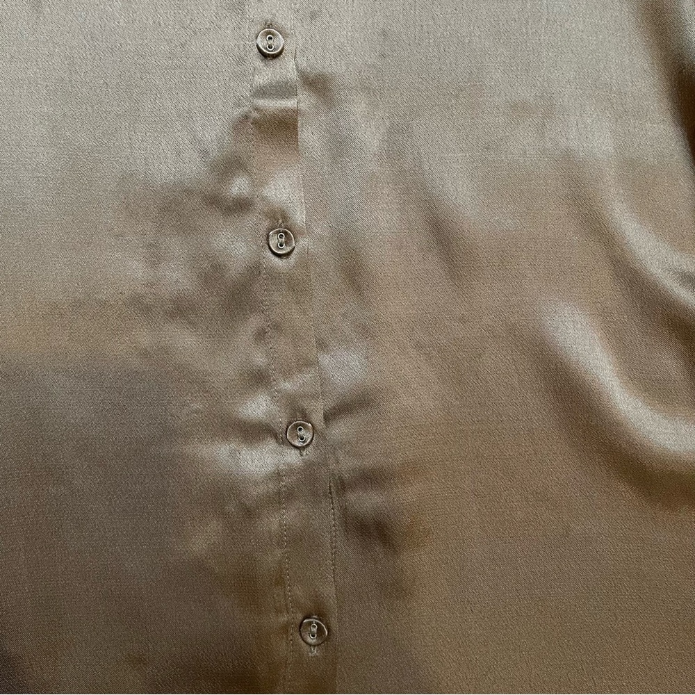 DISSH Simone Pearl Satin Shirt in Golden Olive Chartreuse Size 6 - Picture 12 of 16
